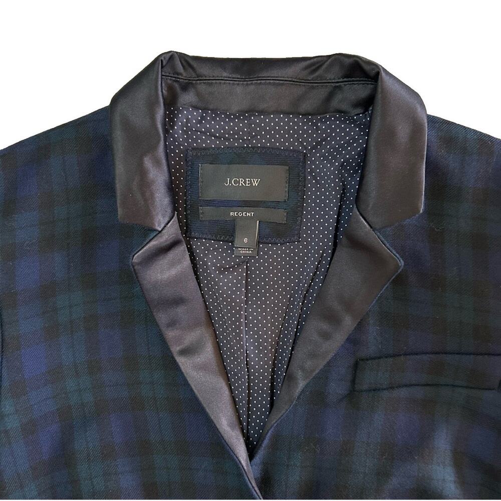 J. Crew Regent Plaid Tartan Wool Blazer Jacket Blue Green Women’s Size 6 Preppy - Picture 3 of 8
